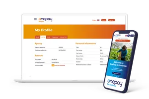 Laptop and iPhone image showing Onepay website logo