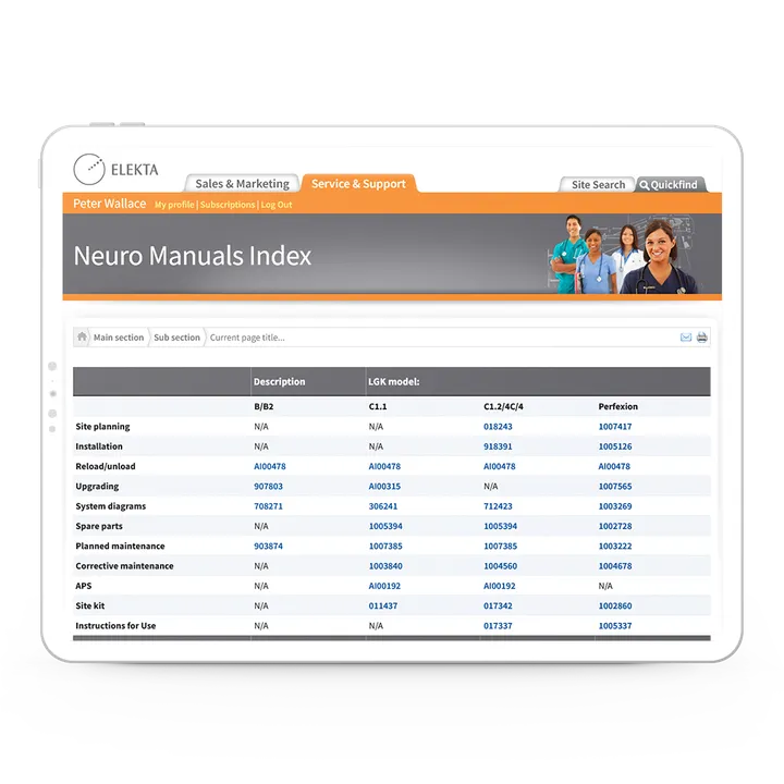 iPad image showing Elekta website