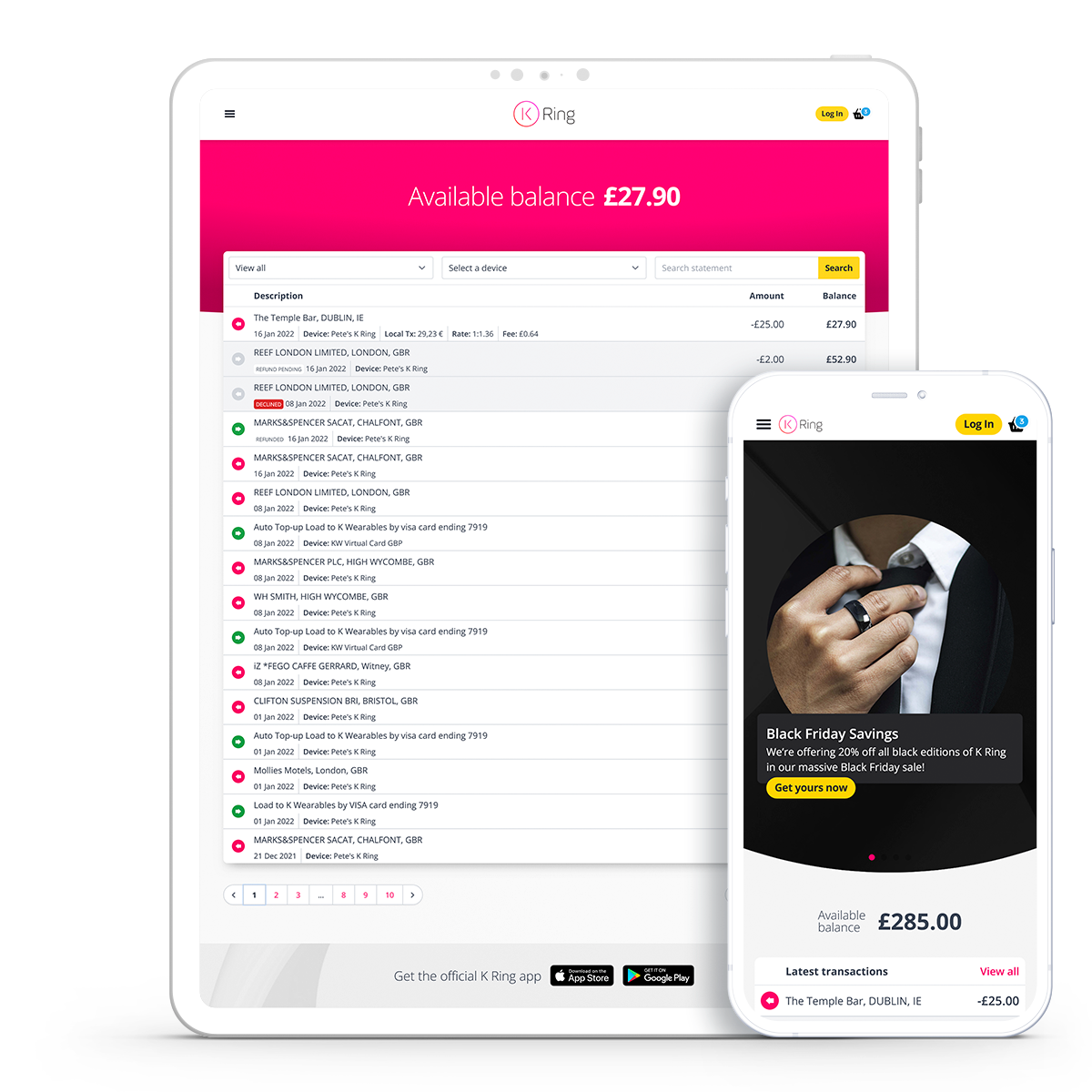 K Ring app in action