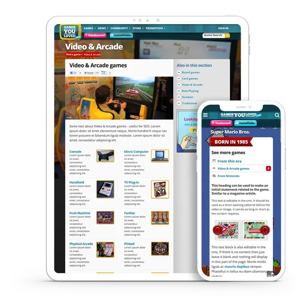 Laptop and iPhone image showing GamesYouLoved website