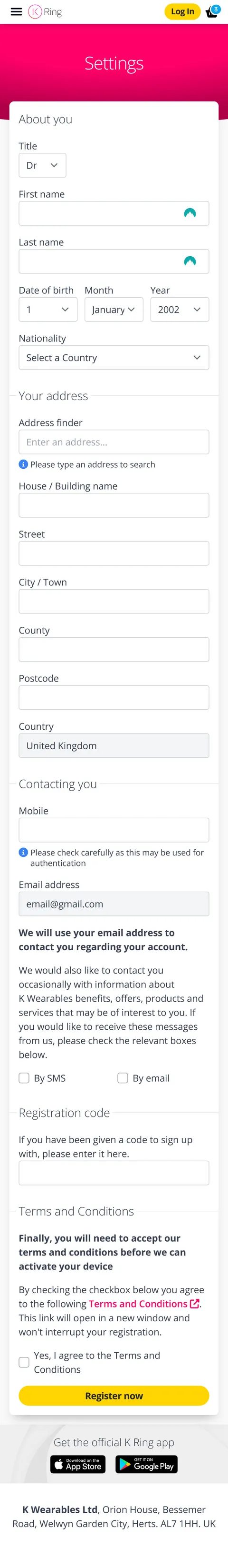 Mobile Registration